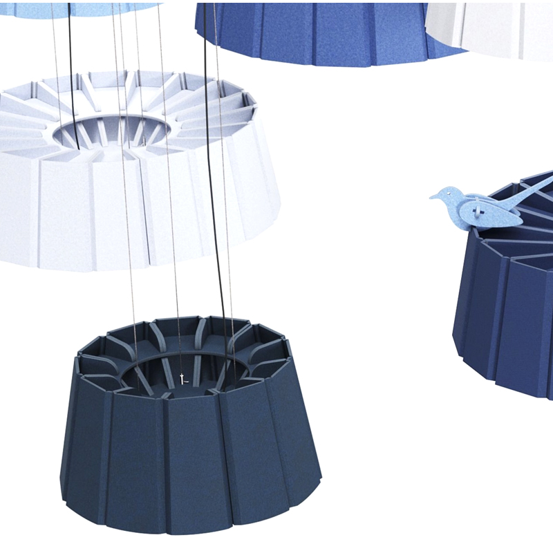 Moderne Design-Akustikplatten-Baffeln, schallabsorbierende und umweltfreundliche Polyesterfaserplatten in Streifenform für den Einsatz im Fitnessstudio