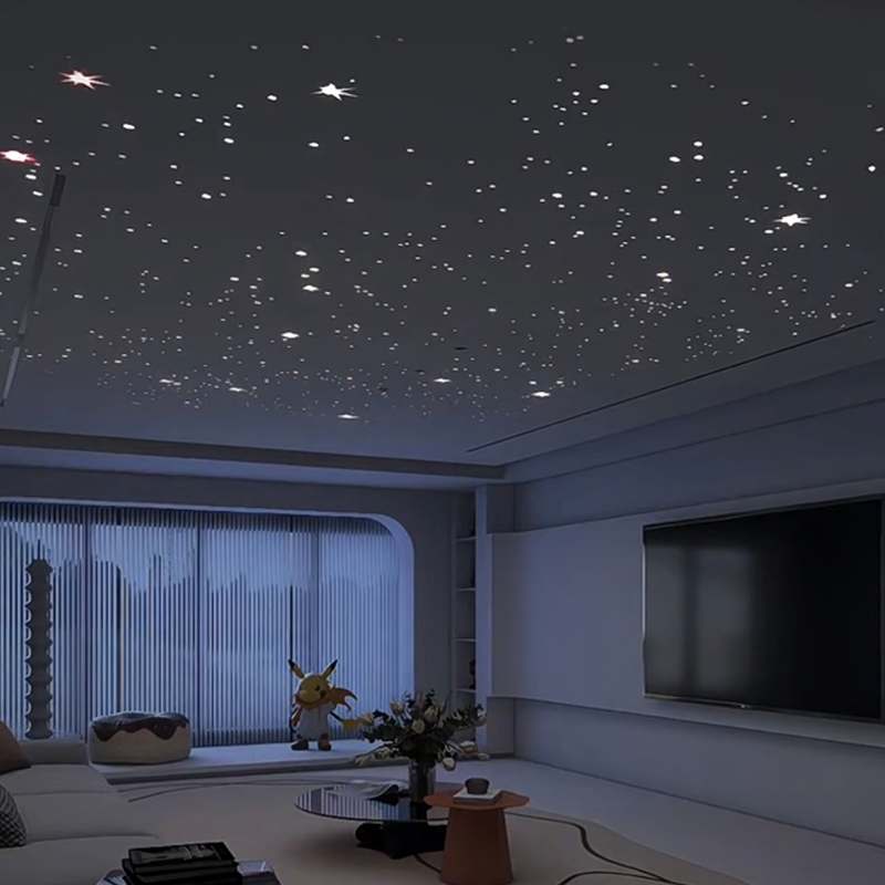 Modernes 3D-Modelldesign für Hotels. Bunte faseroptische Akustik-Stretchdecken-Fernbedienungs-Ambient-Star-Lichtpaneele