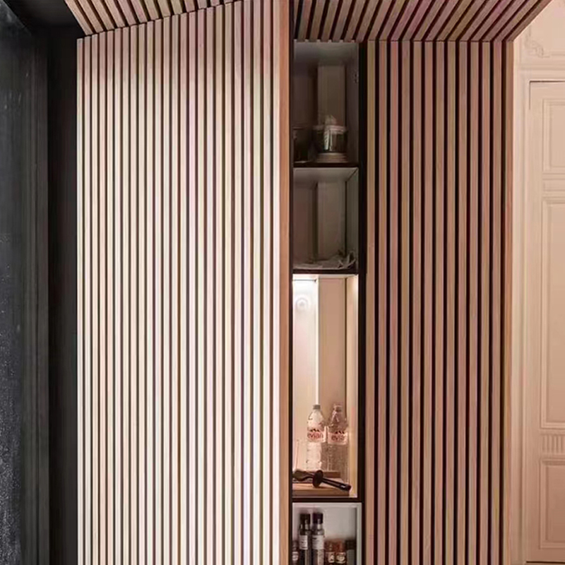 Spesonic Holzlamellen-Wandpaneel für den Innenbereich, geräuschunterdrückende, akustische, dekorative, schallabsorbierende 3D-Wandverkleidung, Akupanel